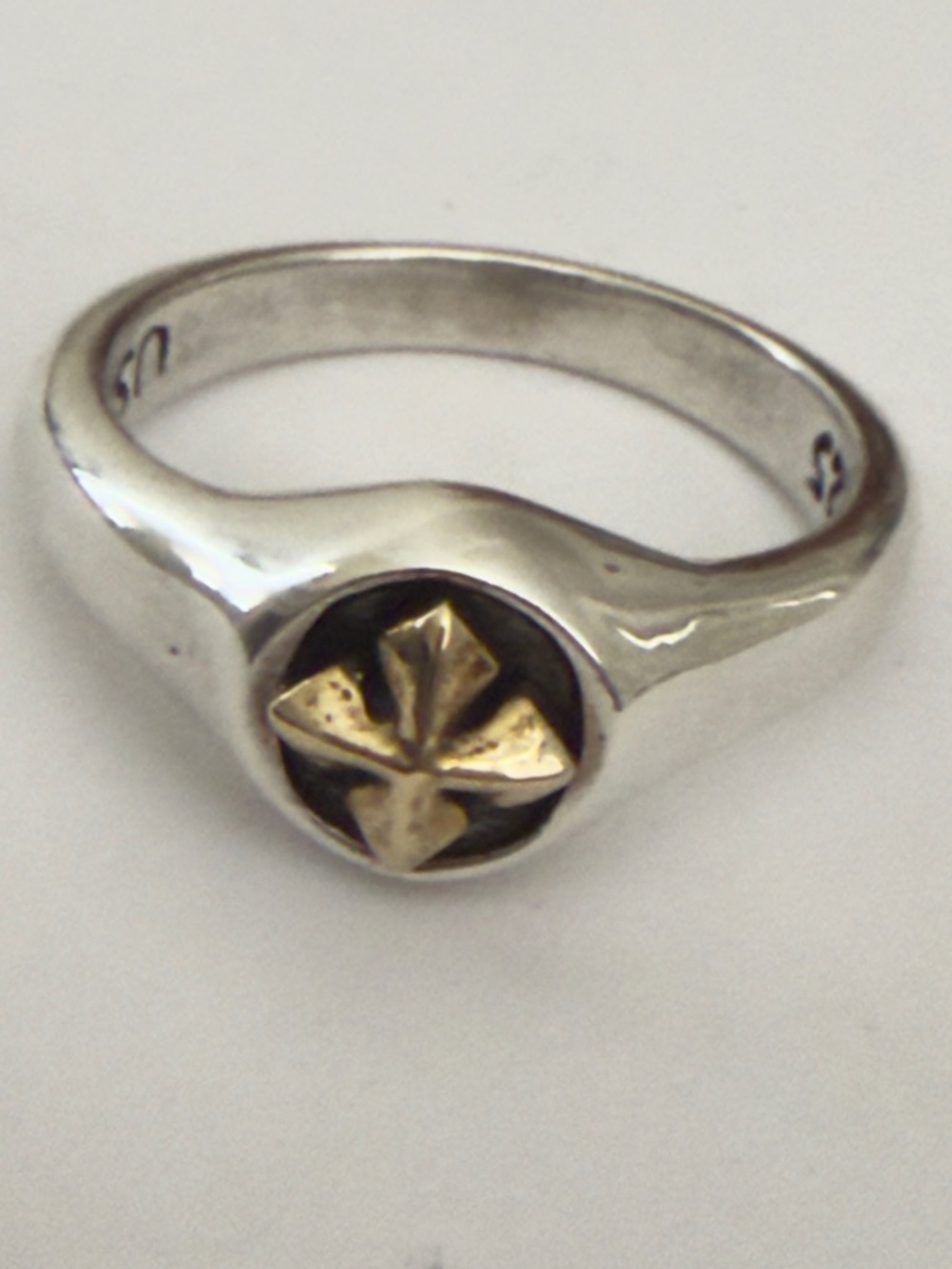 King Baby Studio Sterling Silver with Alloy Cross Motif Ring size 9.5